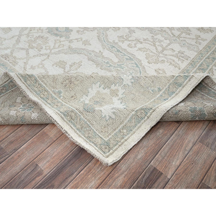 9'2" x 12'0" New Hand Knotted Ivory Wool Rectangle Oriental Rug - MOA102895