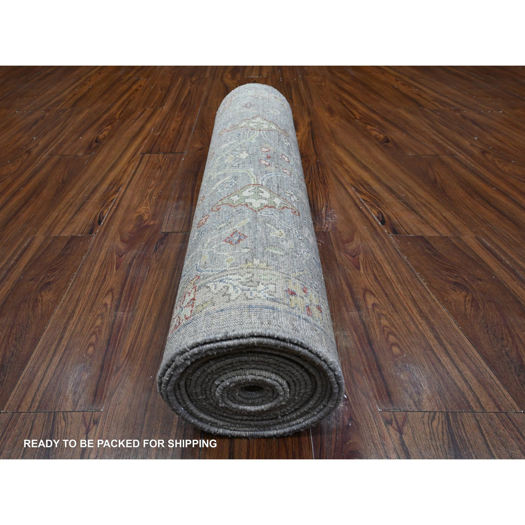 3'0" x 19'9" New Hand Knotted Grey Wool Runner Oriental Rug - MOA10289603