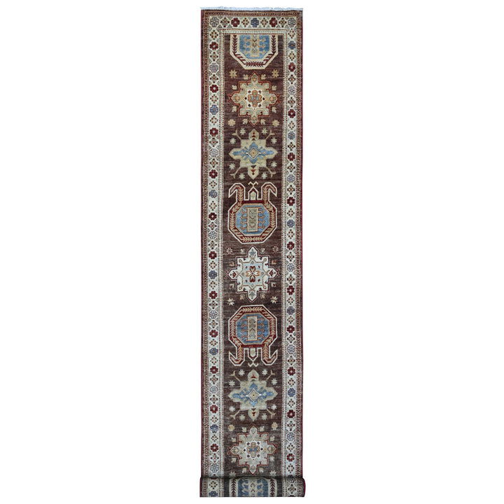 2'6" x 19'5" New Hand Knotted Brown Wool Runner Oriental Rug - MOA10289616