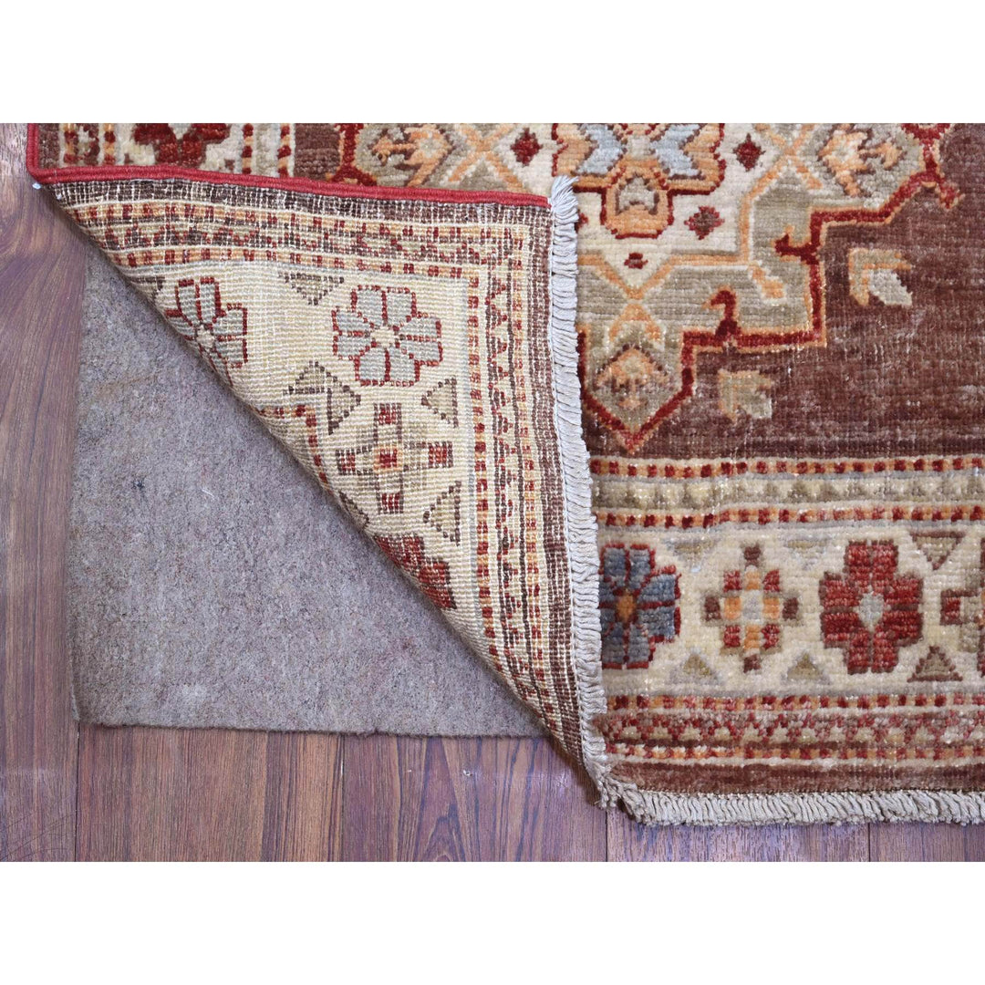 2'5" x 20'5" New Hand Knotted Brown Wool Runner Oriental Rug - MOA10289617