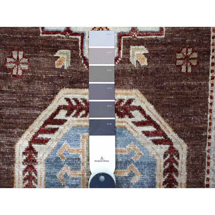 2'5" x 20'5" New Hand Knotted Brown Wool Runner Oriental Rug - MOA10289617