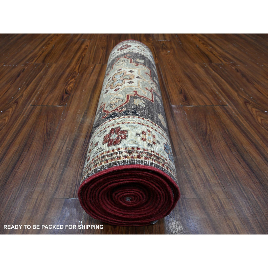 2'5" x 20'5" New Hand Knotted Brown Wool Runner Oriental Rug - MOA10289617