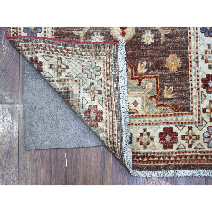 2'8" x 17'4" New Hand Knotted Brown Wool Runner Oriental Rug - MOA10289618