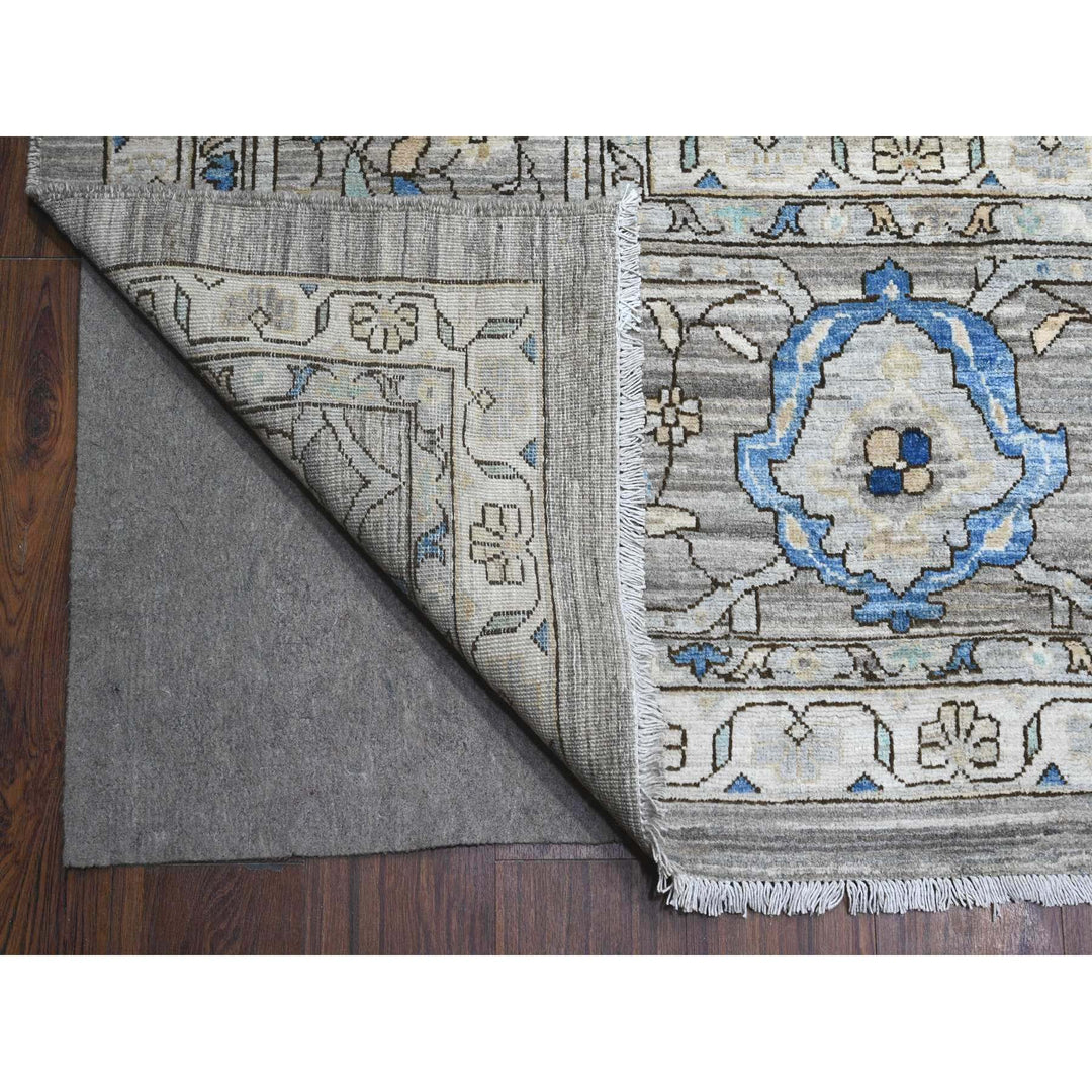 11'9" x 15'2" New Hand Knotted Grey Wool Rectangle Oriental Rug - MOA10289619