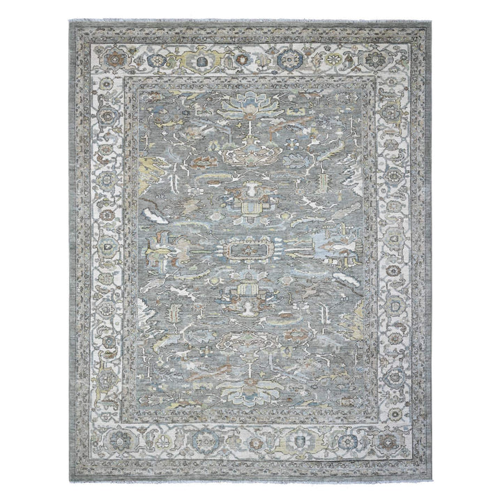 8'3" x 10'5" New Hand Knotted Grey Wool Rectangle Oriental Rug - MOA10289620