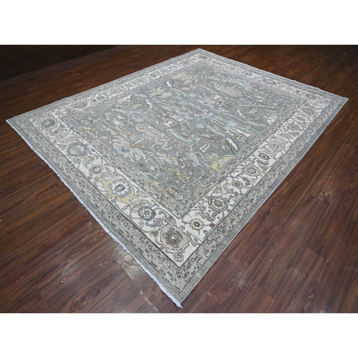 8'3" x 10'5" New Hand Knotted Grey Wool Rectangle Oriental Rug - MOA10289620