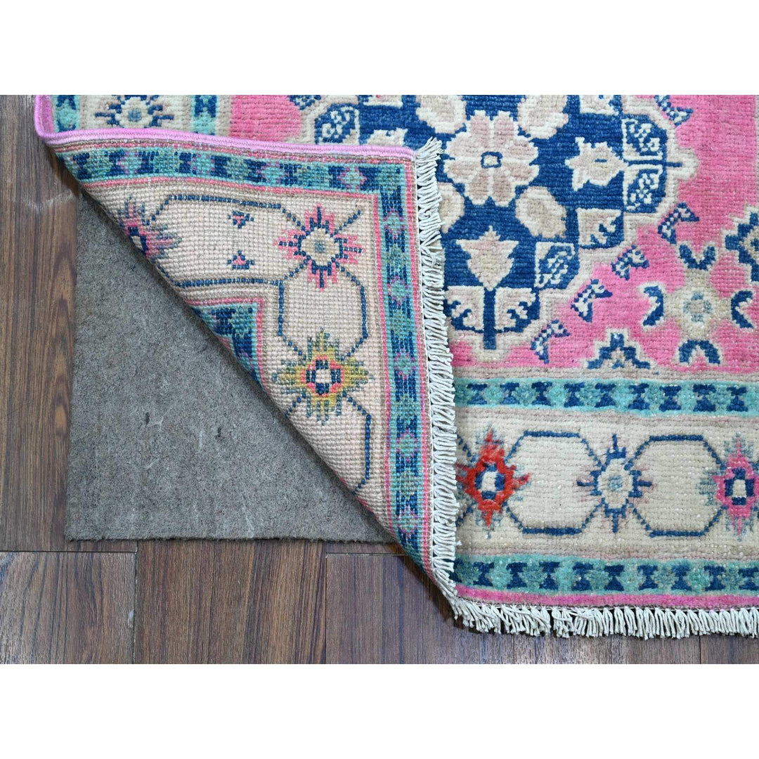 2'7" x 15'6" New Hand Knotted Pink Wool Runner Oriental Rug - MOA10289621