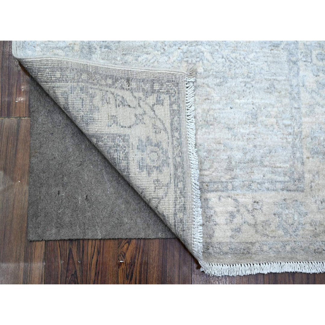 2'5" x 17'10" New Hand Knotted Grey Wool Runner Oriental Rug - MOA10289625