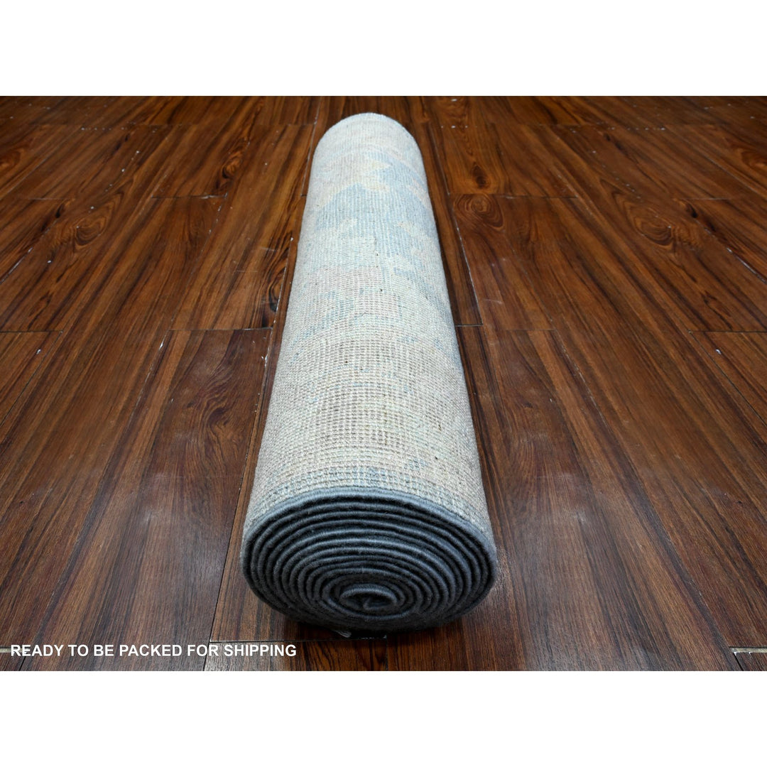 2'7" x 15'3" New Hand Knotted Blue Wool Runner Oriental Rug - MOA10289630