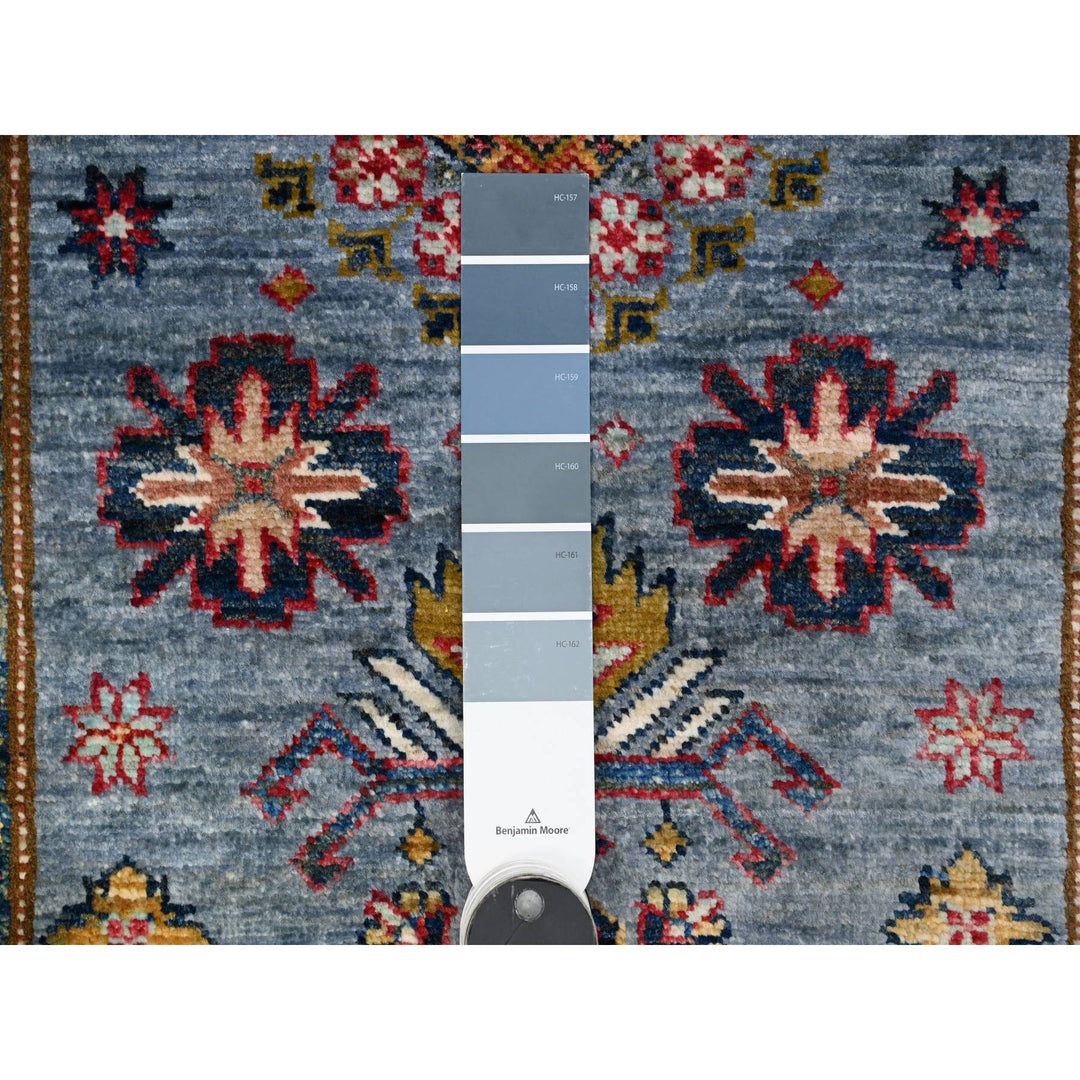 2'7" x 19'6" New Hand Knotted Blue Wool Runner Oriental Rug - MOA10289638