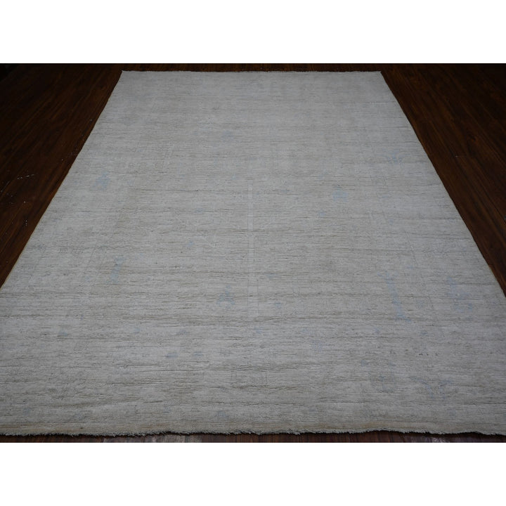 8'1" x 9'7" New Hand Knotted Grey Wool Rectangle Oriental Rug - MOA10289643