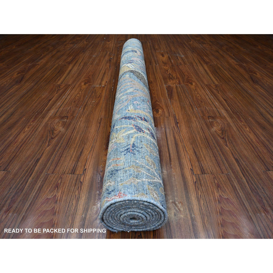 5'11" x 11'10" New Hand Knotted Blue Wool Runner Oriental Rug - MOA10289650