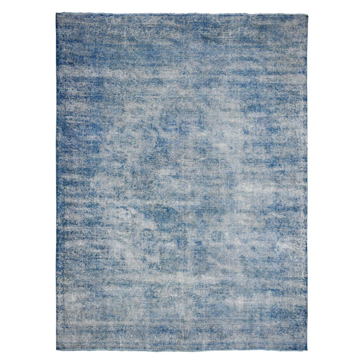 9'5" x 12'7" Vintage Hand Knotted Blue Wool Rectangle Oriental Rug - MOA10289654