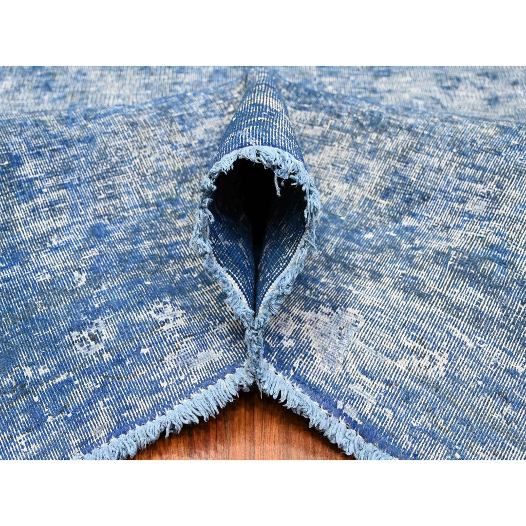 9'5" x 12'7" Vintage Hand Knotted Blue Wool Rectangle Oriental Rug - MOA10289654