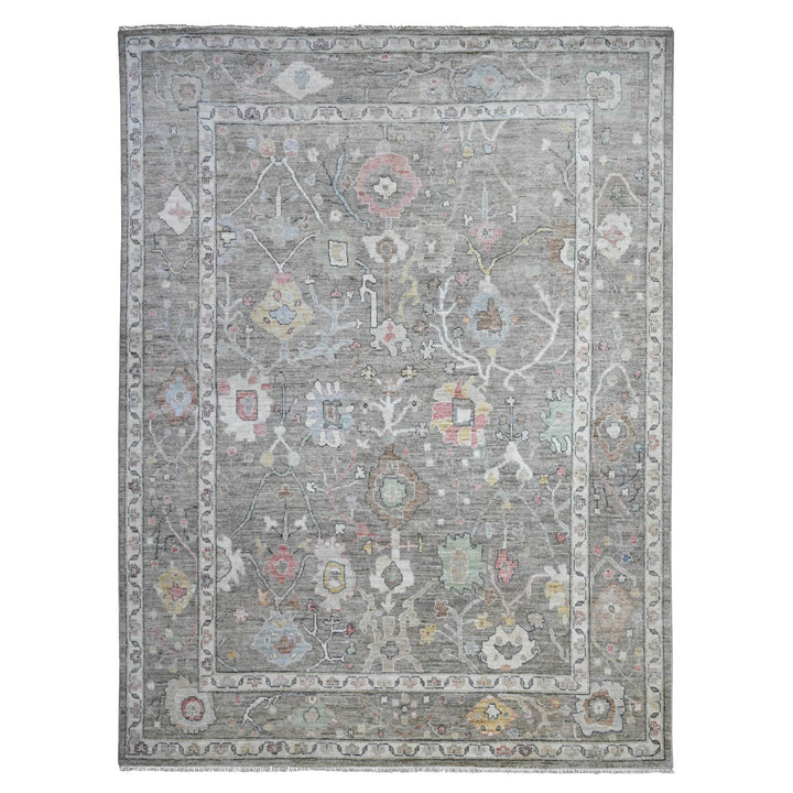 9'1" x 12'1" New Hand Knotted Grey Wool Rectangle Oriental Rug - MOA10289662