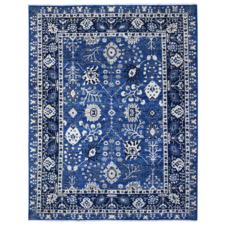 9'2" x 11'6" New Hand Knotted Blue Cotton Rectangle Oriental Rug - MOA10289664