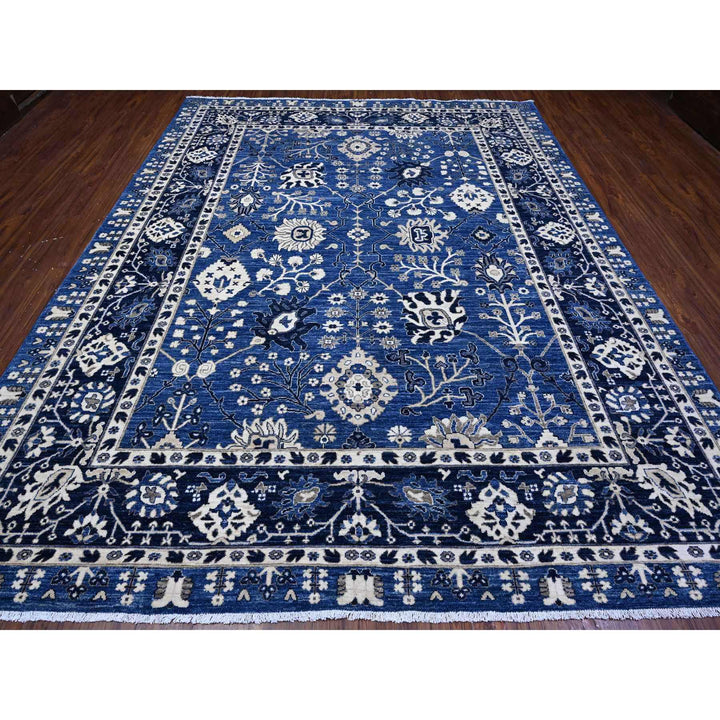 9'2" x 11'6" New Hand Knotted Blue Cotton Rectangle Oriental Rug - MOA10289664