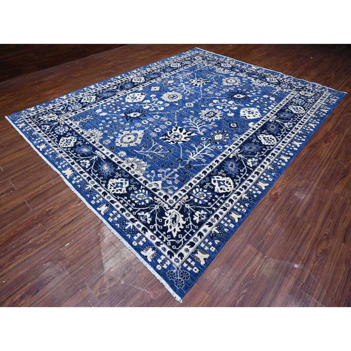 9'2" x 11'6" New Hand Knotted Blue Cotton Rectangle Oriental Rug - MOA10289664