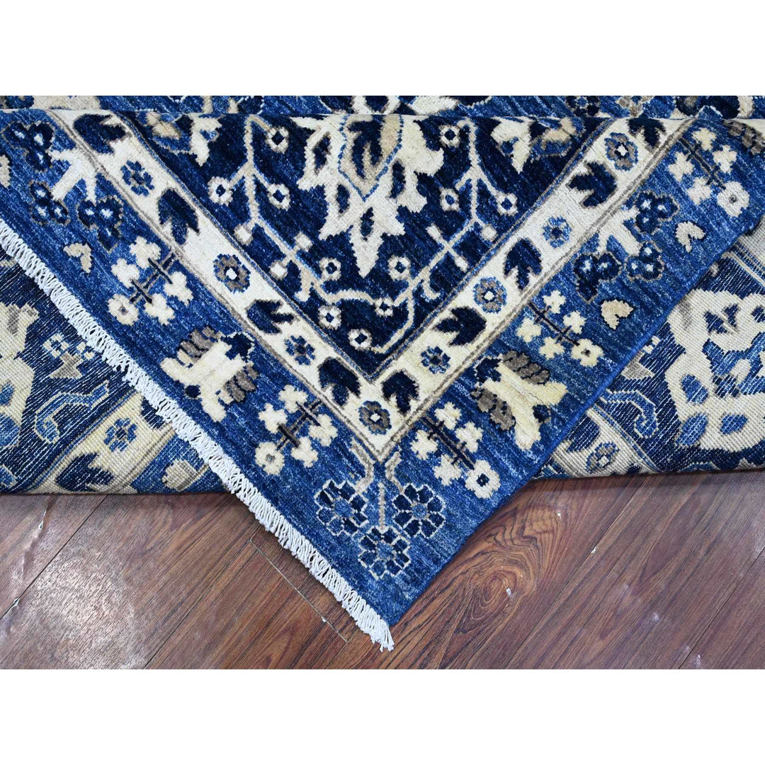 9'2" x 11'6" New Hand Knotted Blue Cotton Rectangle Oriental Rug - MOA10289664