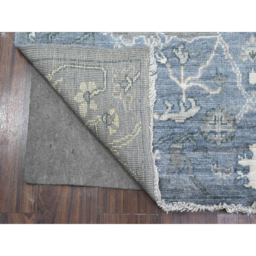 4'1" x 11'10" New Hand Knotted Grey Wool Runner Oriental Rug - MOA10289673