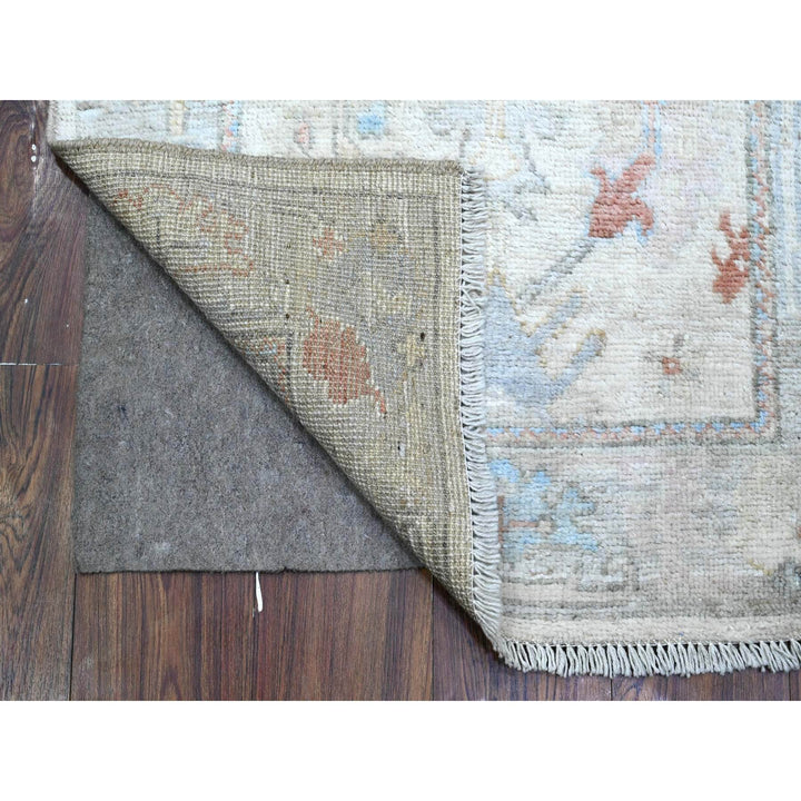 2'8" x 19'2" New Hand Knotted Ivory Wool Runner Oriental Rug - MOA10289677