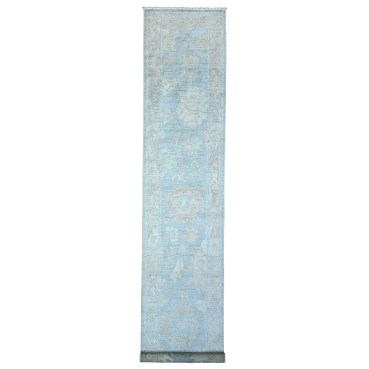 2'10" x 16'0" New Hand Knotted Blue Wool Runner Oriental Rug - MOA10289678