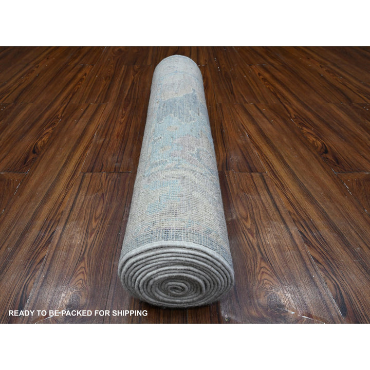 2'10" x 16'0" New Hand Knotted Blue Wool Runner Oriental Rug - MOA10289678