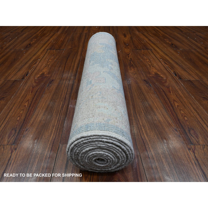 2'9" x 15'4" New Hand Knotted Blue Wool Runner Oriental Rug - MOA10289681