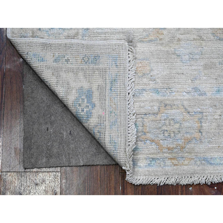 3'2" x 7'9" New Hand Knotted Grey Wool Runner Oriental Rug - MOA10289686