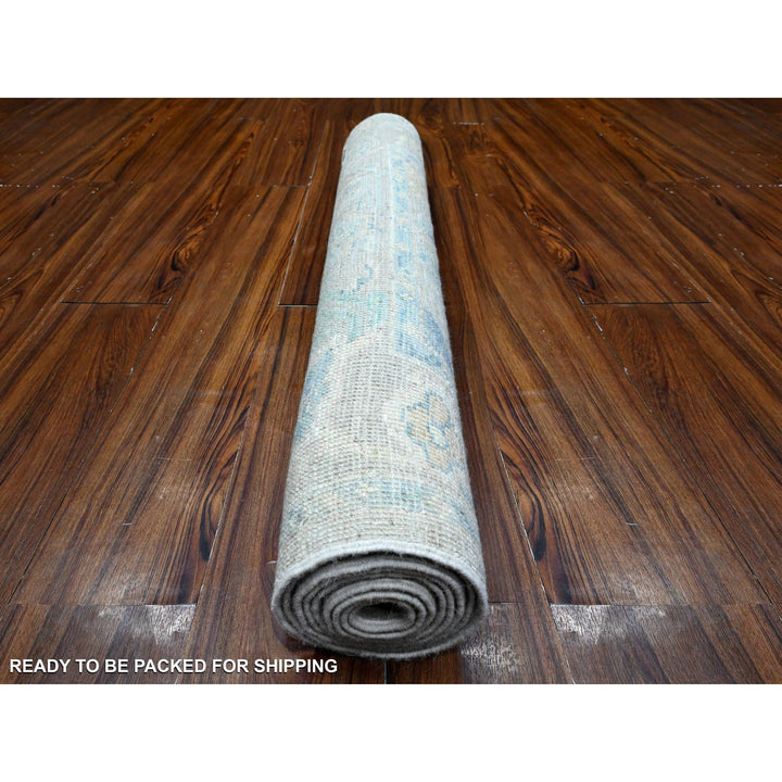 3'2" x 7'9" New Hand Knotted Grey Wool Runner Oriental Rug - MOA10289686