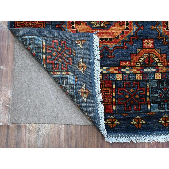 4'0" x 6'3" New Hand Knotted Blue Cotton Rectangle Oriental Rug - MOA10289690