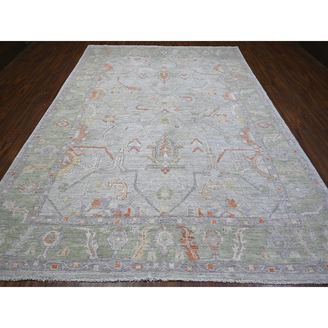 8'10" x 11'11" New Hand Knotted Grey Wool Rectangle Oriental Rug - MOA10289696