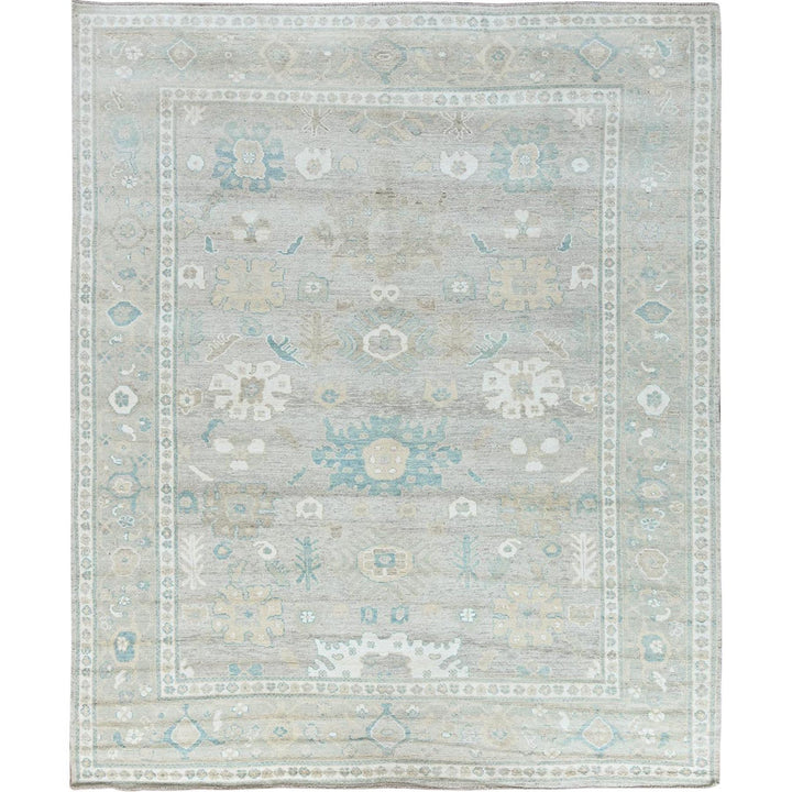 9'2" x 11'10" New Hand Knotted Grey Wool Rectangle Oriental Rug - MOA102896
