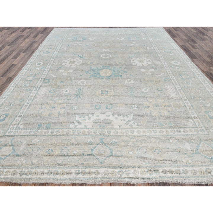 9'2" x 11'10" New Hand Knotted Grey Wool Rectangle Oriental Rug - MOA102896