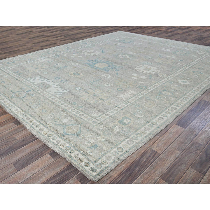 9'2" x 11'10" New Hand Knotted Grey Wool Rectangle Oriental Rug - MOA102896