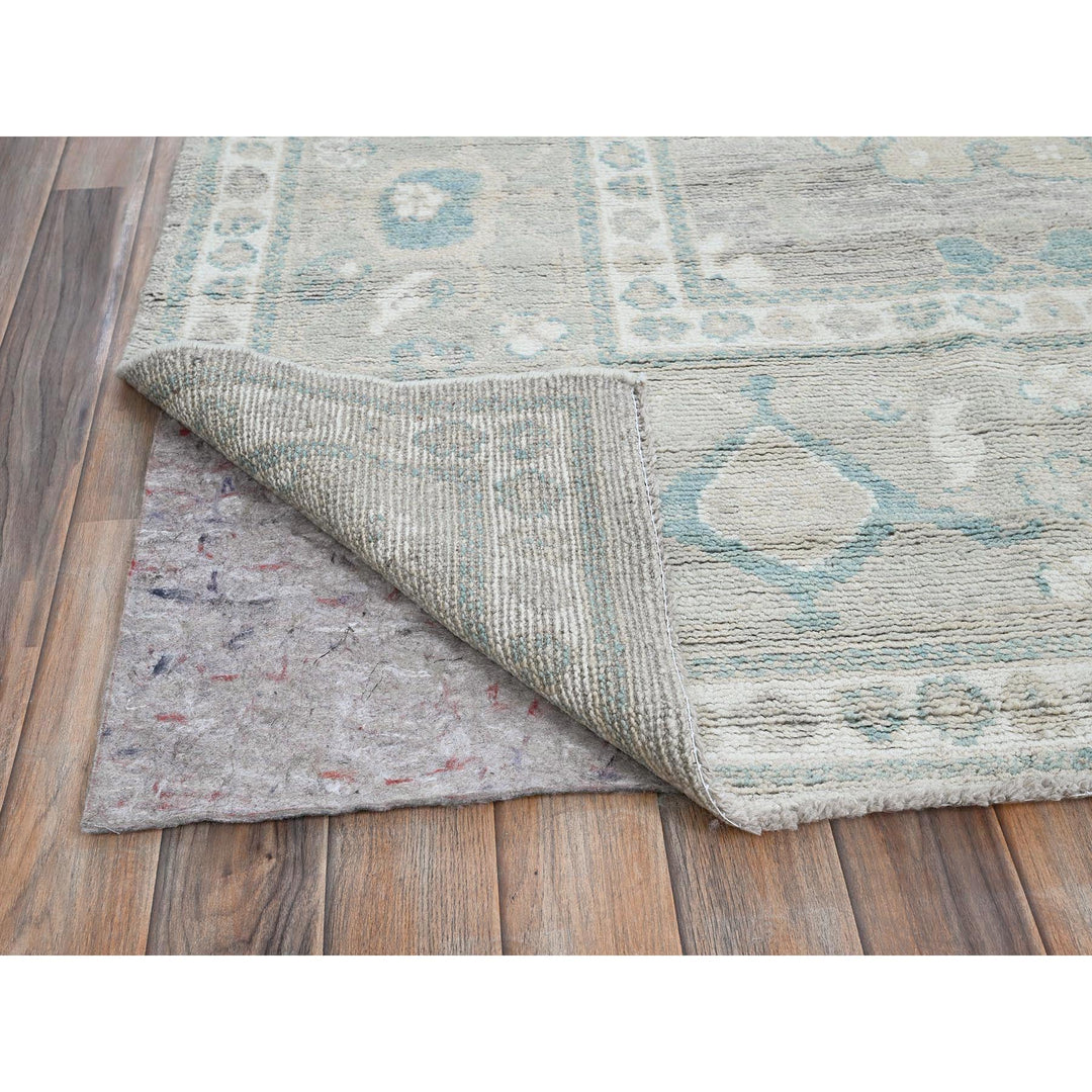 9'2" x 11'10" New Hand Knotted Grey Wool Rectangle Oriental Rug - MOA102896