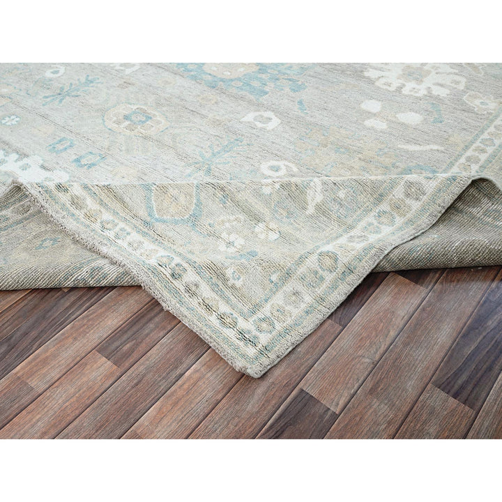 9'2" x 11'10" New Hand Knotted Grey Wool Rectangle Oriental Rug - MOA102896