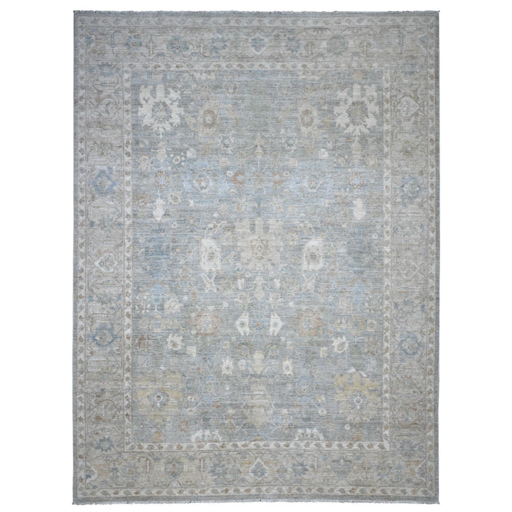 8'11" x 11'10" New Hand Knotted Grey Wool Rectangle Oriental Rug - MOA10289703