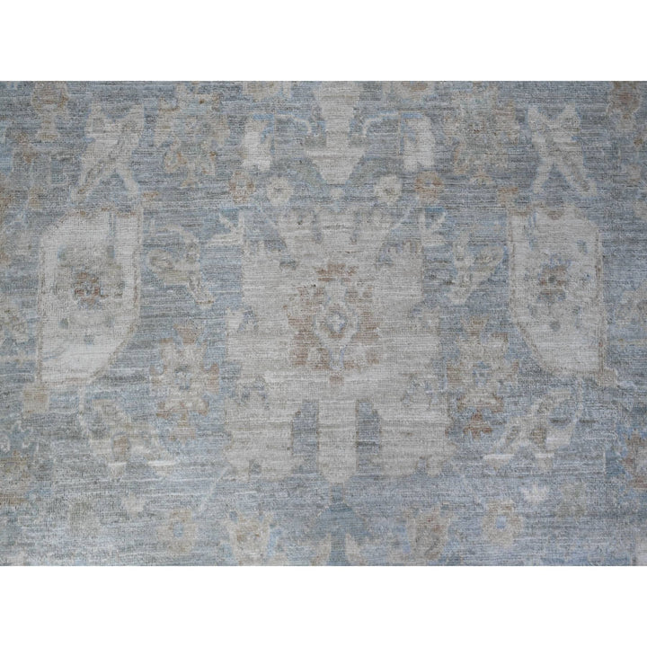 8'11" x 11'10" New Hand Knotted Grey Wool Rectangle Oriental Rug - MOA10289703