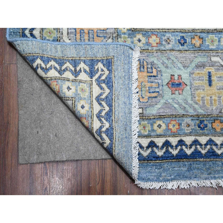 9'0" x 12'0" New Hand Knotted Blue Wool Rectangle Oriental Rug - MOA10289705