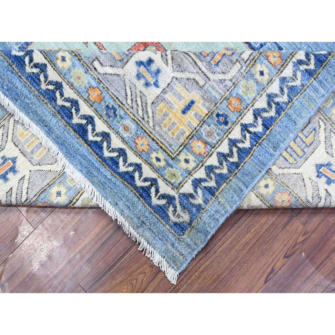 9'0" x 12'0" New Hand Knotted Blue Wool Rectangle Oriental Rug - MOA10289705