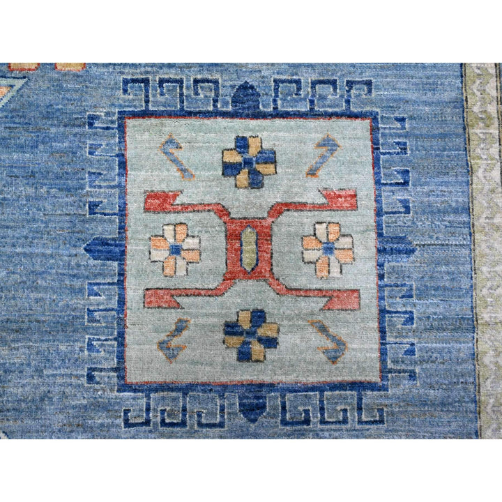 9'0" x 12'0" New Hand Knotted Blue Wool Rectangle Oriental Rug - MOA10289705