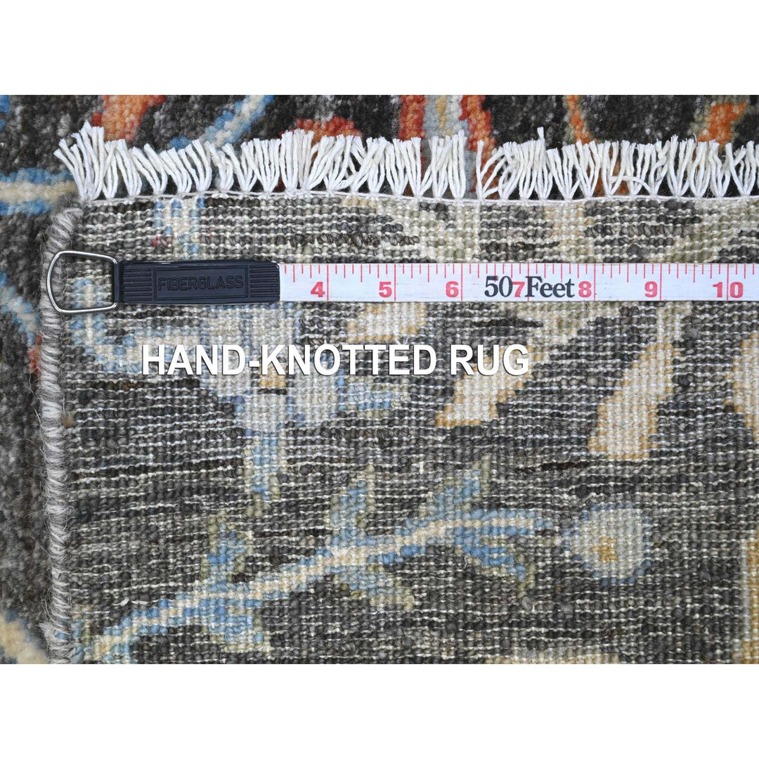 2'5" x 17'9" New Hand Knotted Grey Wool Runner Oriental Rug - MOA10289708