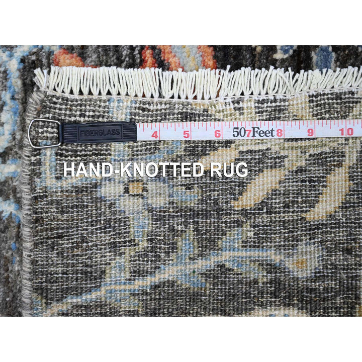 2'6" x 17'9" New Hand Knotted Grey Wool Runner Oriental Rug - MOA10289709