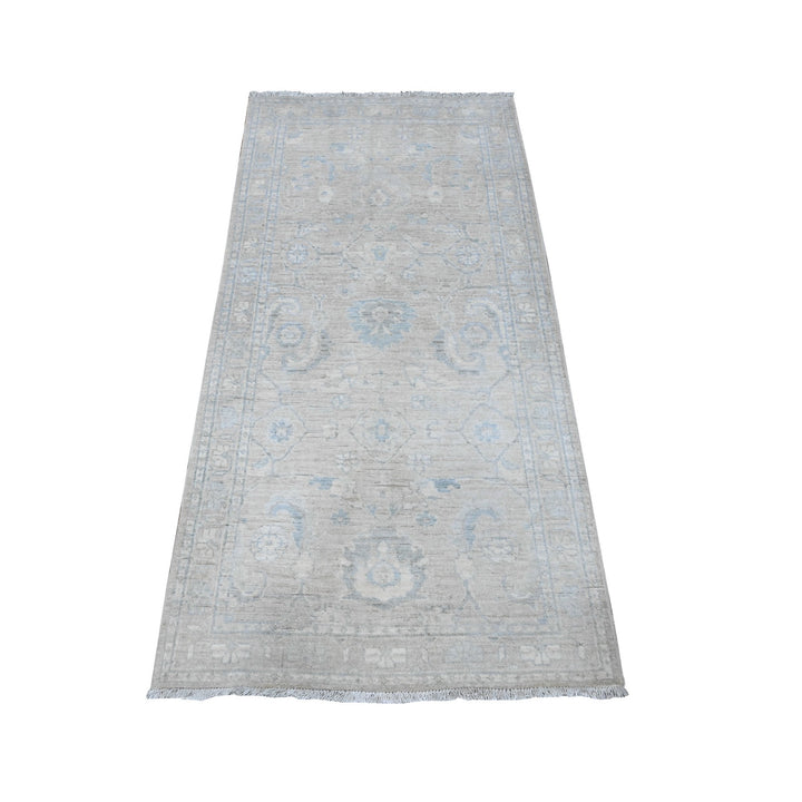 2'9" x 5'6" New Hand Knotted Grey Wool Runner Oriental Rug - MOA10289718