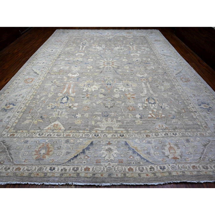 12'0" x 15'9" New Hand Knotted Grey Cotton Rectangle Oriental Rug - MOA10289724