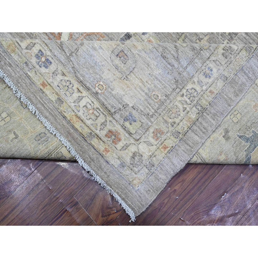 12'0" x 15'9" New Hand Knotted Grey Cotton Rectangle Oriental Rug - MOA10289724