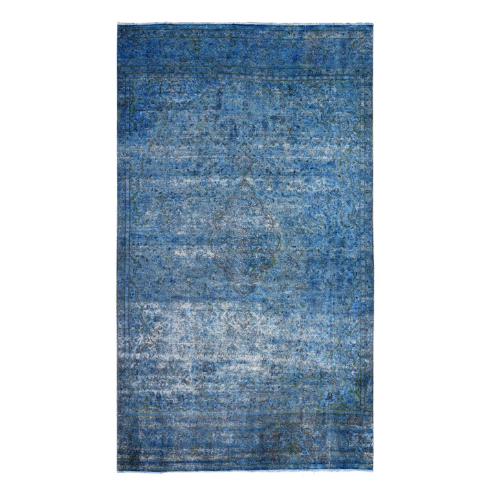 7'2" x 12'5" Vintage Hand Knotted Blue Wool Rectangle Oriental Rug - MOA10289725