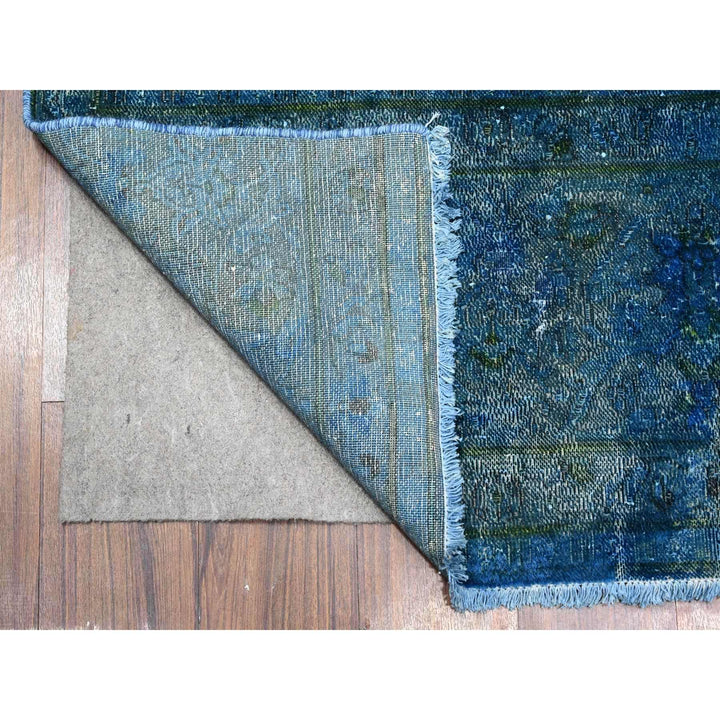 7'2" x 12'5" Vintage Hand Knotted Blue Wool Rectangle Oriental Rug - MOA10289725