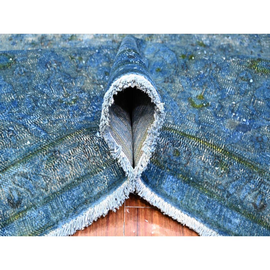 7'2" x 12'5" Vintage Hand Knotted Blue Wool Rectangle Oriental Rug - MOA10289725